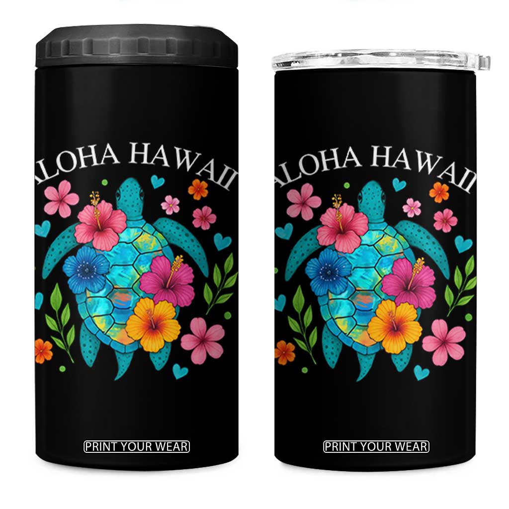 Aloha Hawaii 4 in 1 Can Cooler Tumbler Sea Turtle Summer Hawaiian Island TS10 One Size: 16 oz Black Print Your Wear