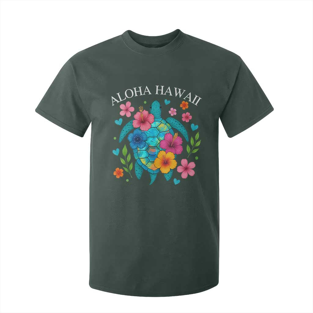 Aloha Hawaii T Shirt For Kid Sea Turtle Summer Hawaiian Island TS10 Dark Forest Green Print Your Wear