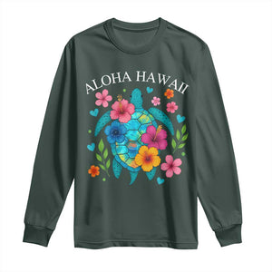 Aloha Hawaii Long Sleeve Shirt Sea Turtle Summer Hawaiian Island TS10 Dark Forest Green Print Your Wear