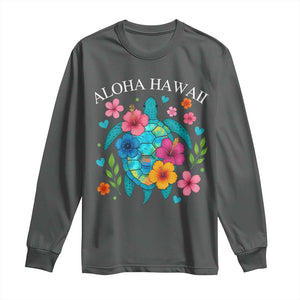 Aloha Hawaii Long Sleeve Shirt Sea Turtle Summer Hawaiian Island TS10 Dark Heather Print Your Wear
