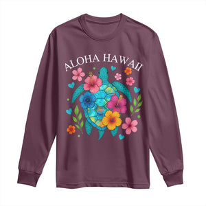 Aloha Hawaii Long Sleeve Shirt Sea Turtle Summer Hawaiian Island TS10 Maroon Print Your Wear