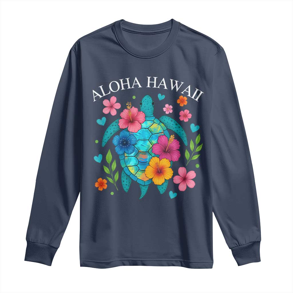 Aloha Hawaii Long Sleeve Shirt Sea Turtle Summer Hawaiian Island TS10 Navy Print Your Wear