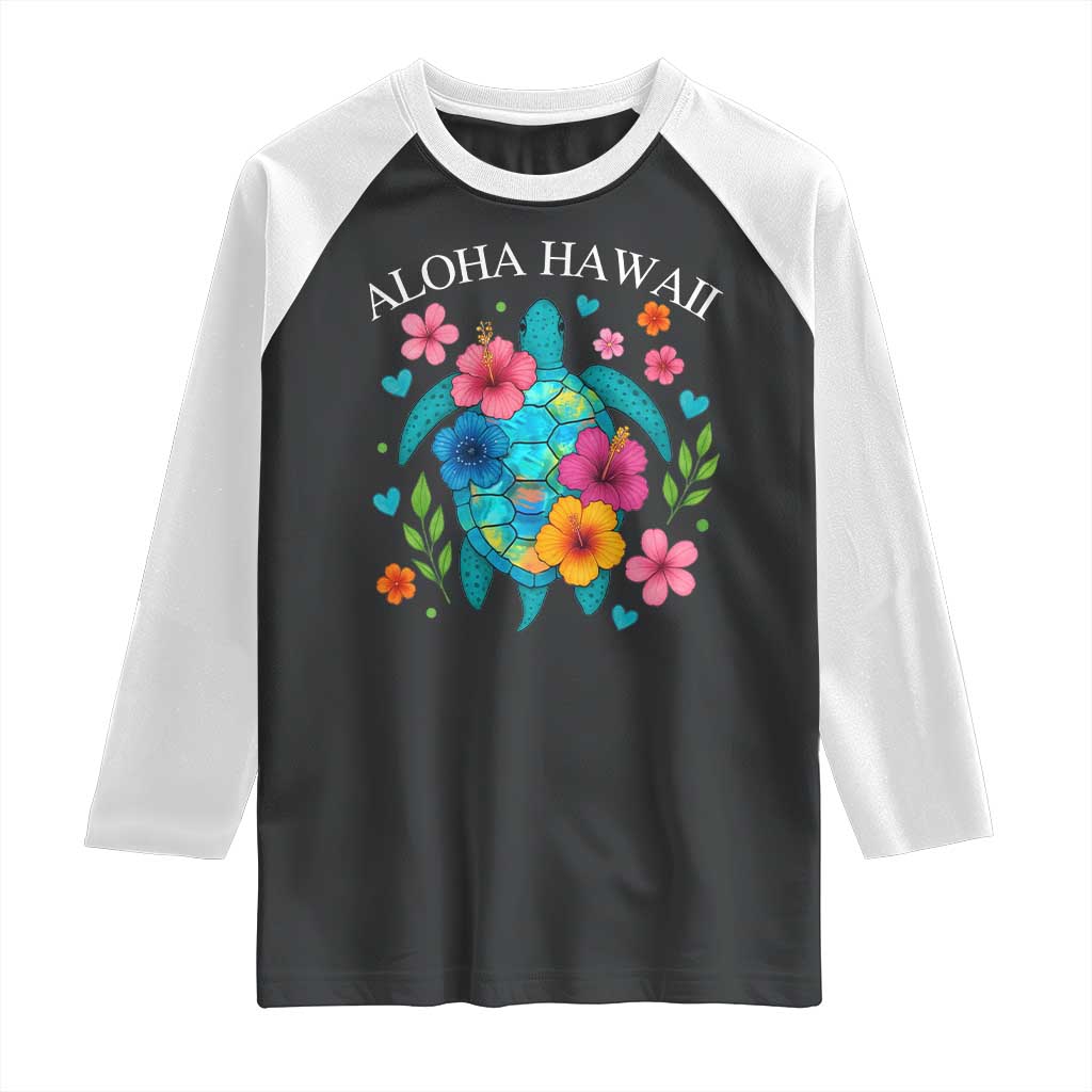 Aloha Hawaii Raglan Shirt Sea Turtle Summer Hawaiian Island TS10 Black White Print Your Wear