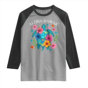 Aloha Hawaii Raglan Shirt Sea Turtle Summer Hawaiian Island TS10 Sport Gray Black Print Your Wear