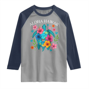 Aloha Hawaii Raglan Shirt Sea Turtle Summer Hawaiian Island TS10 Sport Gray Navy Print Your Wear