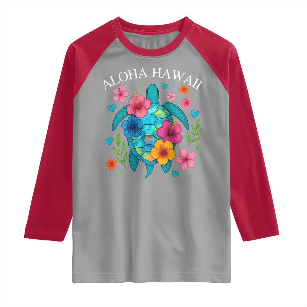 Aloha Hawaii Raglan Shirt Sea Turtle Summer Hawaiian Island TS10 Sport Gray Red Print Your Wear