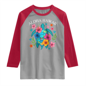 Aloha Hawaii Raglan Shirt Sea Turtle Summer Hawaiian Island TS10 Sport Gray Red Print Your Wear