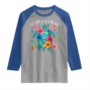 Aloha Hawaii Raglan Shirt Sea Turtle Summer Hawaiian Island TS10 Sport Gray Royal Print Your Wear