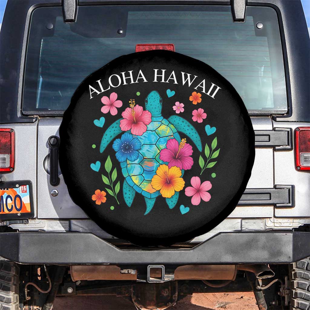 Aloha Hawaii Spare Tire Cover Sea Turtle Summer Hawaiian Island TS10 No hole Black Print Your Wear