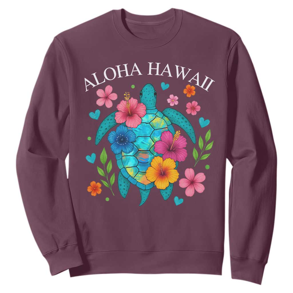 Aloha Hawaii Sweatshirt Sea Turtle Summer Hawaiian Island TS10 Maroon Print Your Wear
