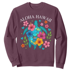 Aloha Hawaii Sweatshirt Sea Turtle Summer Hawaiian Island TS10 Maroon Print Your Wear