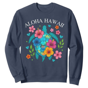 Aloha Hawaii Sweatshirt Sea Turtle Summer Hawaiian Island TS10 Navy Print Your Wear