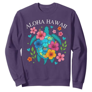 Aloha Hawaii Sweatshirt Sea Turtle Summer Hawaiian Island TS10 Purple Print Your Wear