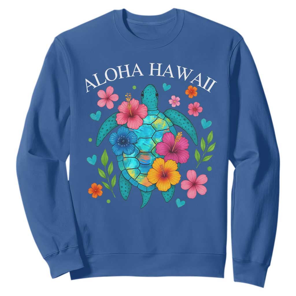 Aloha Hawaii Sweatshirt Sea Turtle Summer Hawaiian Island TS10 Royal Blue Print Your Wear