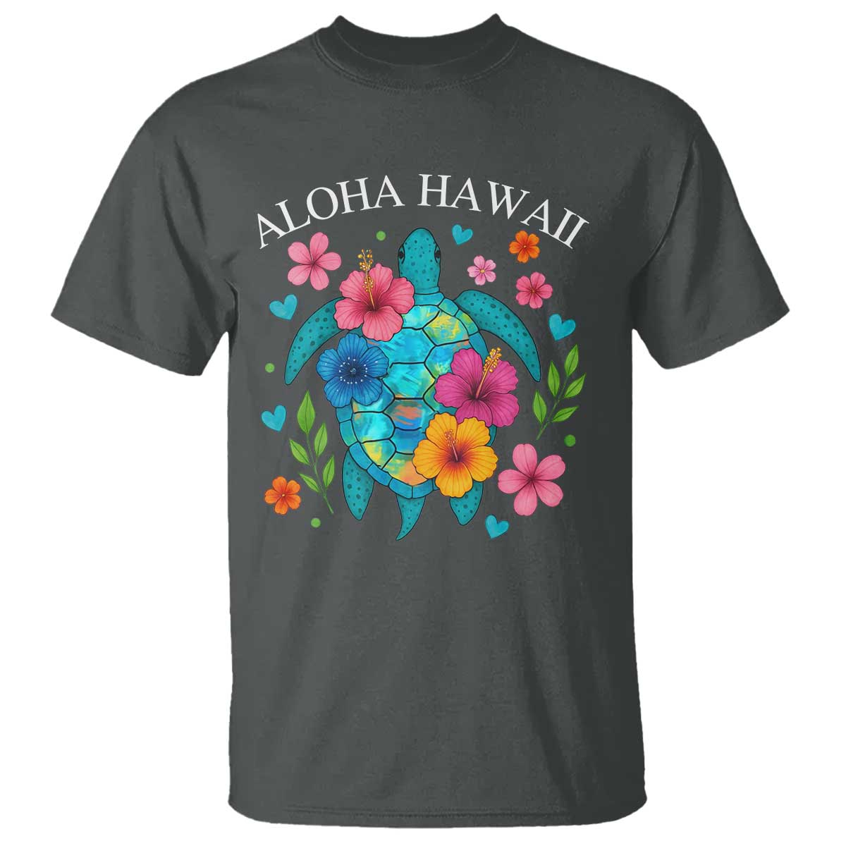 Aloha Hawaii T Shirt Sea Turtle Summer Hawaiian Island TS10 Dark Heather Print Your Wear