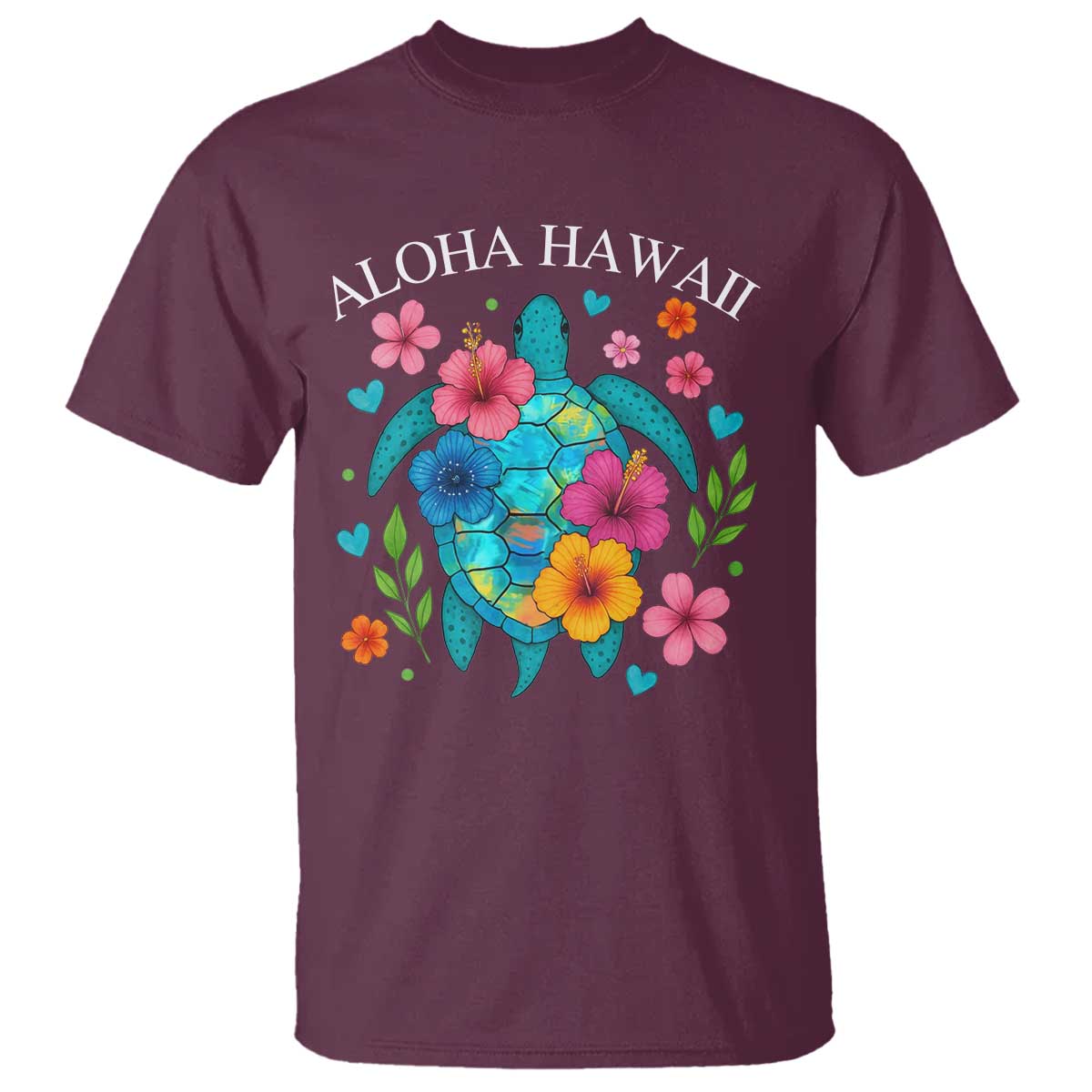 Aloha Hawaii T Shirt Sea Turtle Summer Hawaiian Island TS10 Maroon Print Your Wear