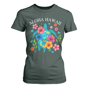 Aloha Hawaii T Shirt For Women Sea Turtle Summer Hawaiian Island TS10 Dark Forest Green Print Your Wear
