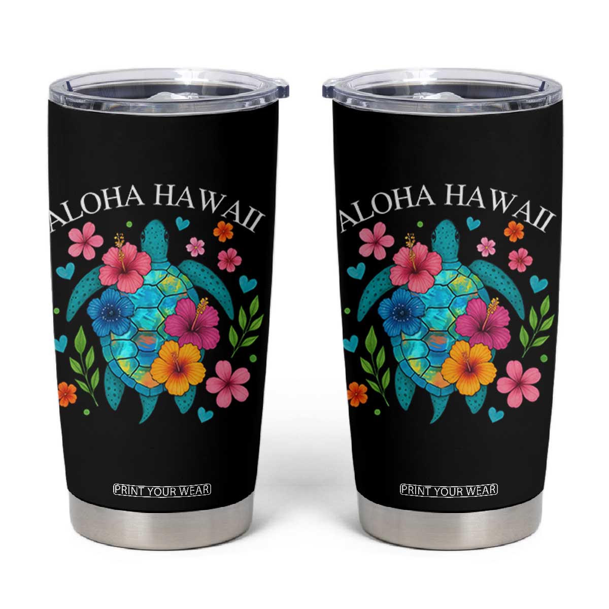Aloha Hawaii Tumbler Cup Sea Turtle Summer Hawaiian Island TS10 Black Print Your Wear