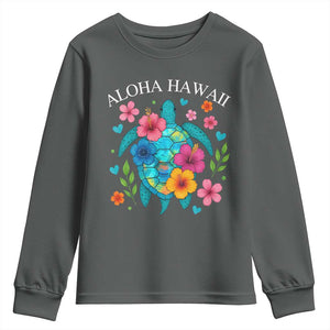 Aloha Hawaii Youth Sweatshirt Sea Turtle Summer Hawaiian Island TS10 Dark Heather Print Your Wear