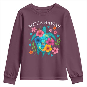 Aloha Hawaii Youth Sweatshirt Sea Turtle Summer Hawaiian Island TS10 Maroon Print Your Wear