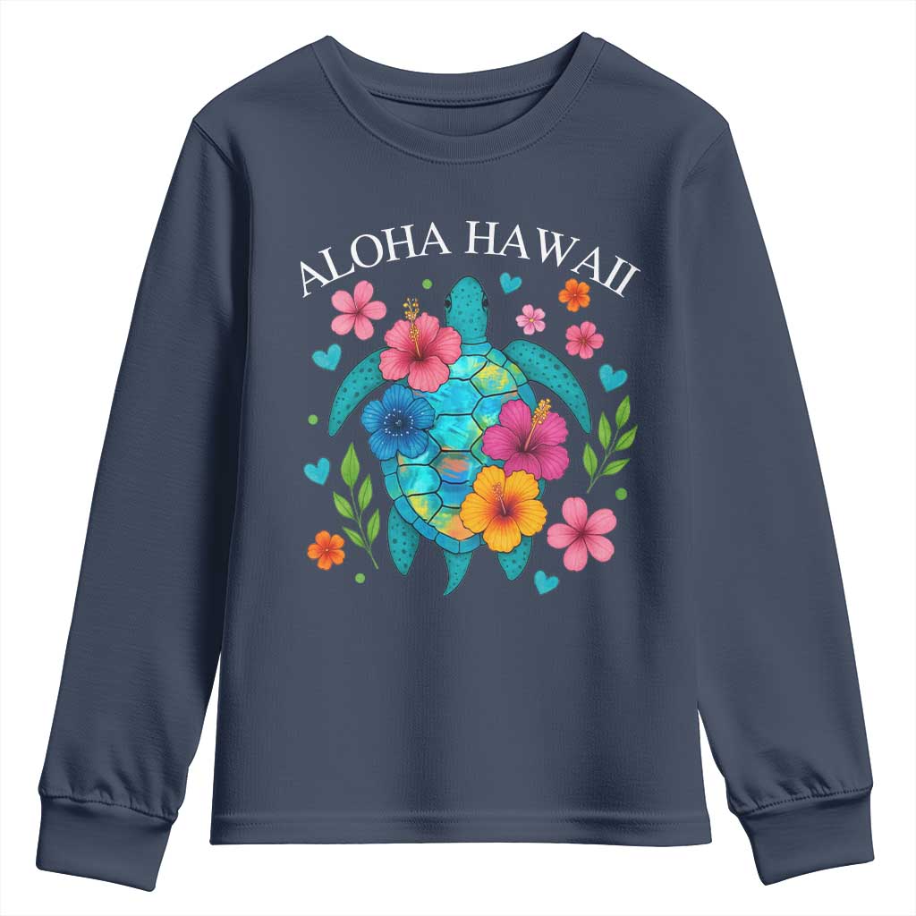 Aloha Hawaii Youth Sweatshirt Sea Turtle Summer Hawaiian Island TS10 Navy Print Your Wear