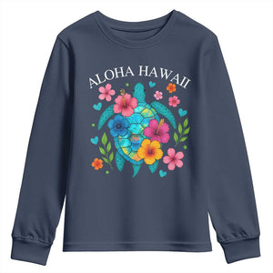 Aloha Hawaii Youth Sweatshirt Sea Turtle Summer Hawaiian Island TS10 Navy Print Your Wear