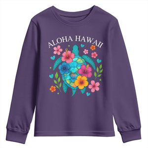 Aloha Hawaii Youth Sweatshirt Sea Turtle Summer Hawaiian Island TS10 Purple Print Your Wear