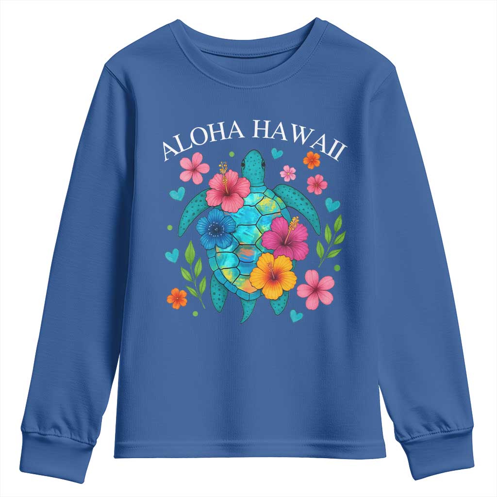 Aloha Hawaii Youth Sweatshirt Sea Turtle Summer Hawaiian Island TS10 Royal Blue Print Your Wear
