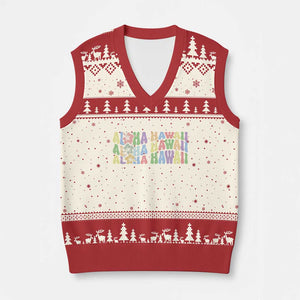 Aloha Hawaii V-Neck Knit Sweater Vest Flower Summer Hawaiian Island TS10 Beige Red Print Your Wear