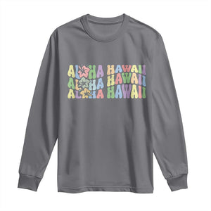 Aloha Hawaii Long Sleeve Shirt Flower Summer Hawaiian Island TS10 Charcoal Print Your Wear