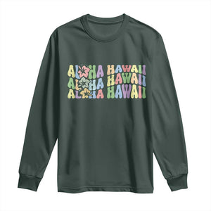 Aloha Hawaii Long Sleeve Shirt Flower Summer Hawaiian Island TS10 Dark Forest Green Print Your Wear