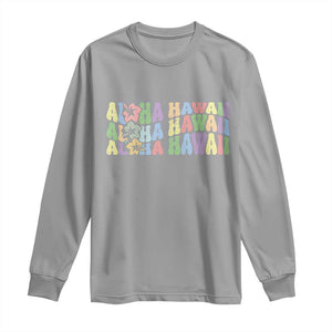 Aloha Hawaii Long Sleeve Shirt Flower Summer Hawaiian Island TS10 Sport Gray Print Your Wear