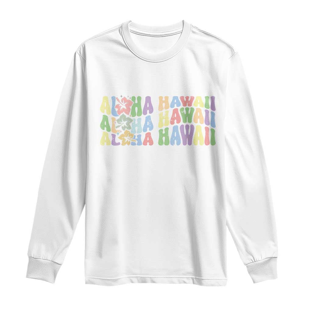 Aloha Hawaii Long Sleeve Shirt Flower Summer Hawaiian Island TS10 White Print Your Wear