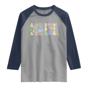 Aloha Hawaii Raglan Shirt Flower Summer Hawaiian Island TS10 Sport Gray Navy Print Your Wear