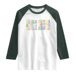 Aloha Hawaii Raglan Shirt Flower Summer Hawaiian Island TS10 White Dark Forest Green Print Your Wear