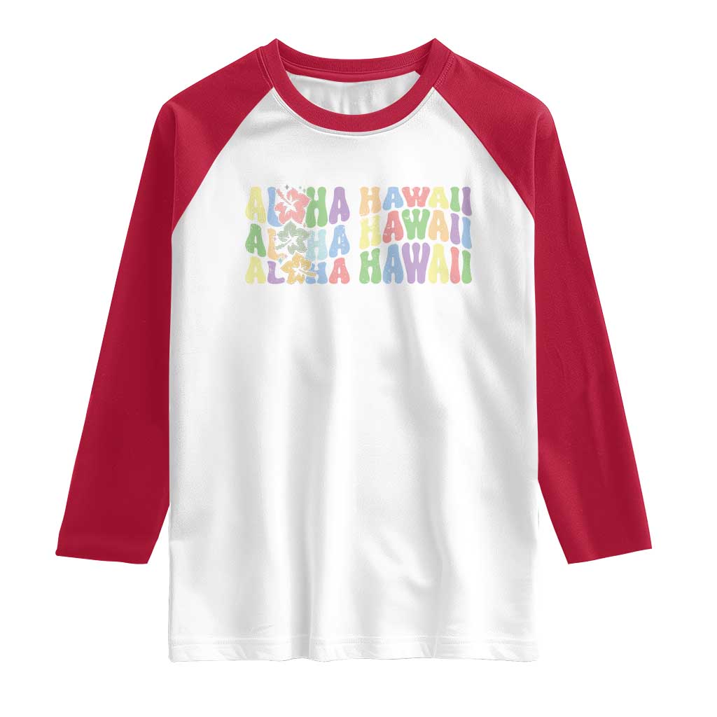 Aloha Hawaii Raglan Shirt Flower Summer Hawaiian Island TS10 White Red Print Your Wear