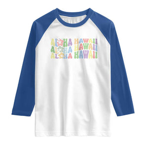 Aloha Hawaii Raglan Shirt Flower Summer Hawaiian Island TS10 White Royal Print Your Wear