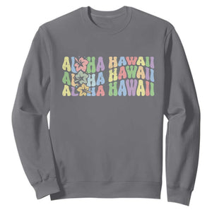 Aloha Hawaii Sweatshirt Flower Summer Hawaiian Island TS10 Charcoal Print Your Wear