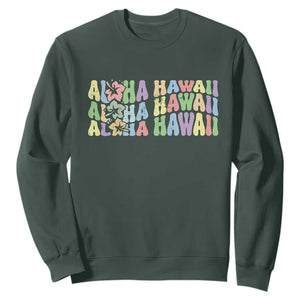 Aloha Hawaii Sweatshirt Flower Summer Hawaiian Island TS10 Dark Forest Green Print Your Wear
