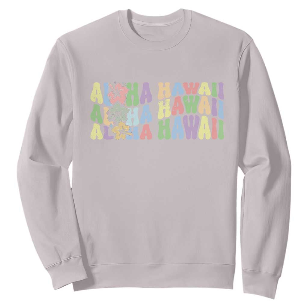 Aloha Hawaii Sweatshirt Flower Summer Hawaiian Island TS10 Ice Gray Print Your Wear