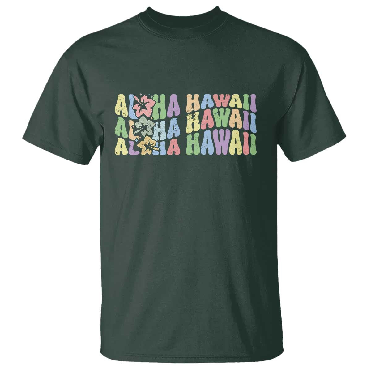 Aloha Hawaii T Shirt Flower Summer Hawaiian Island TS10 Dark Forest Green Print Your Wear
