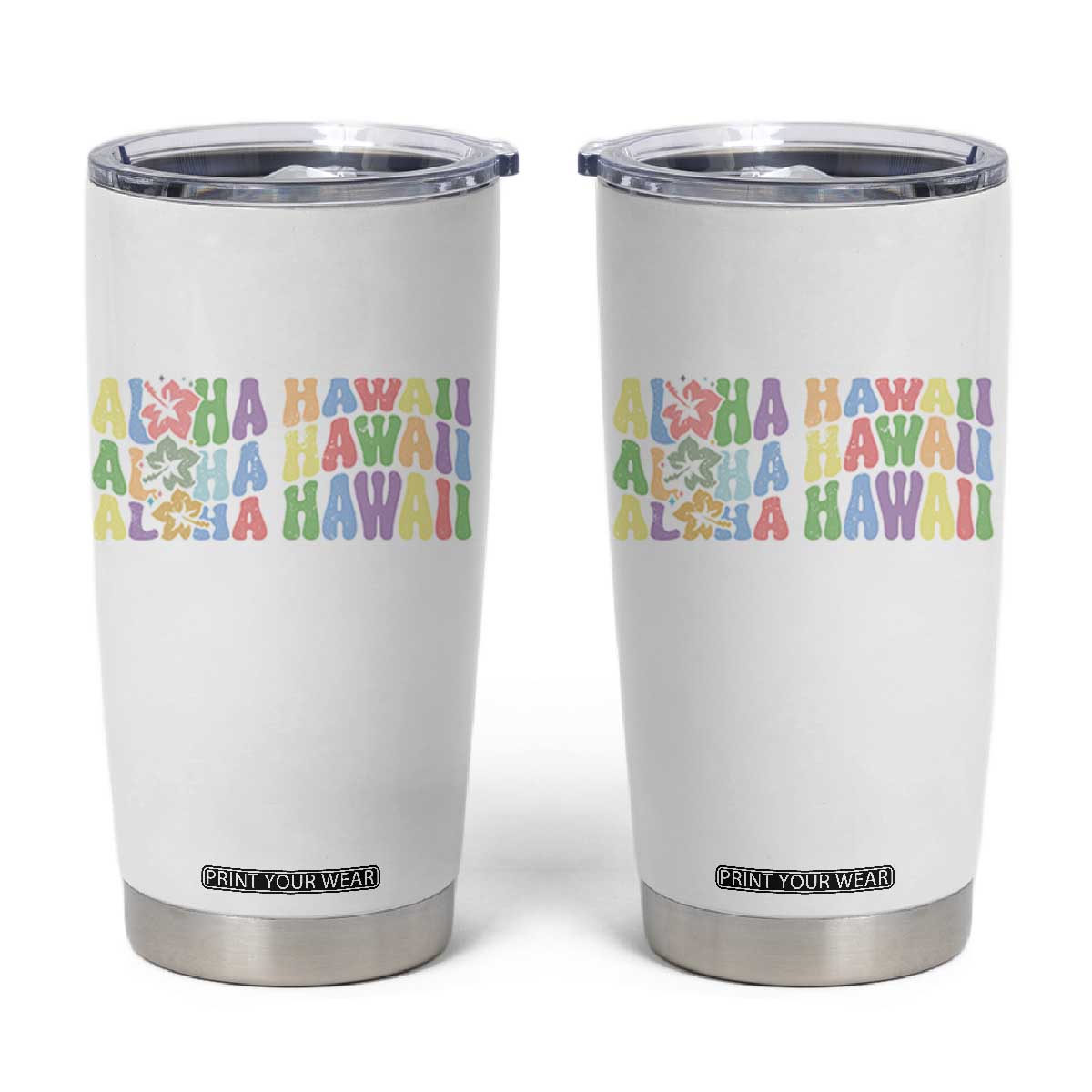 Aloha Hawaii Tumbler Cup Flower Summer Hawaiian Island TS10 White Print Your Wear