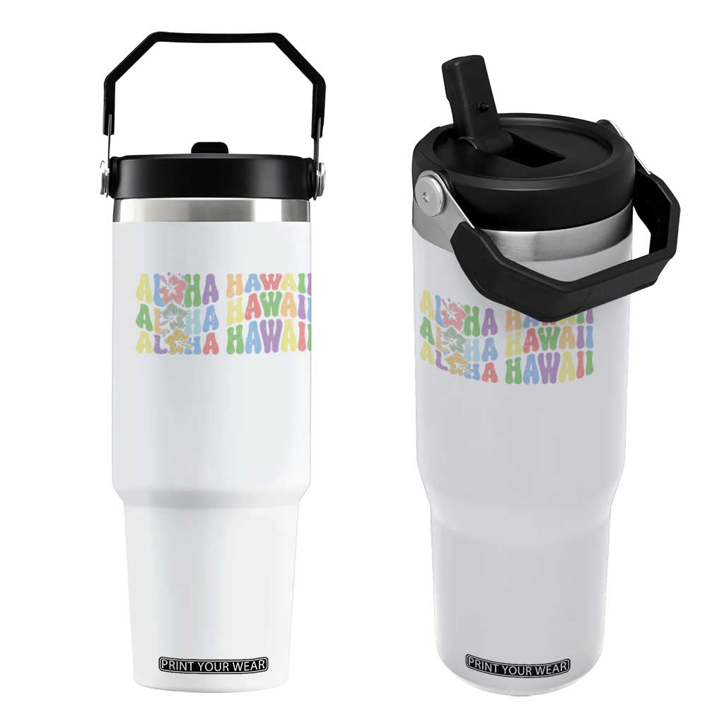 Aloha Hawaii Flip Straw Tumbler Flower Summer Hawaiian Island TS10 One Size: 30 oz White Print Your Wear