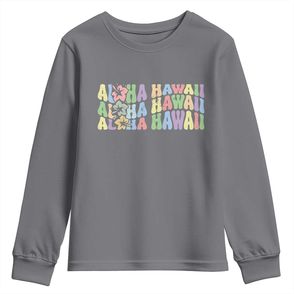 Aloha Hawaii Youth Sweatshirt Flower Summer Hawaiian Island TS10 Charcoal Print Your Wear