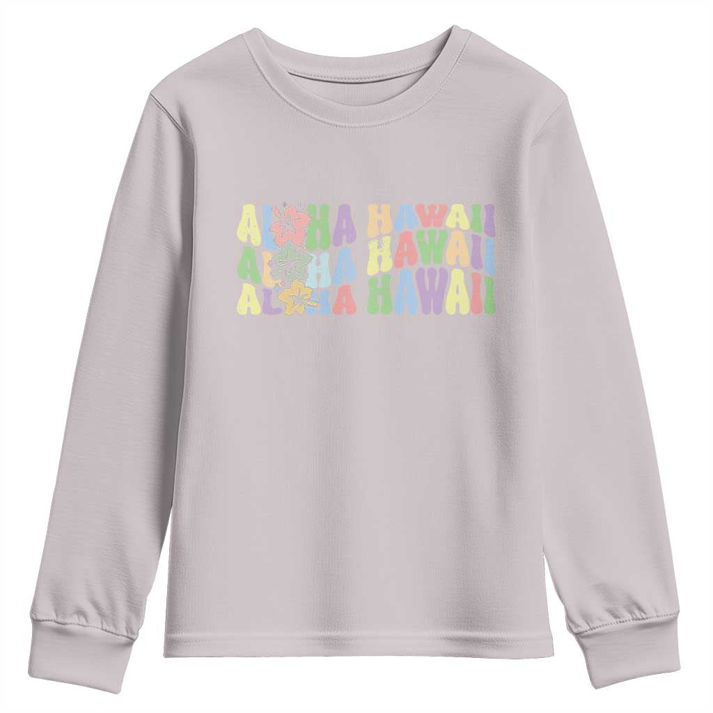 Aloha Hawaii Youth Sweatshirt Flower Summer Hawaiian Island TS10 Ice Gray Print Your Wear