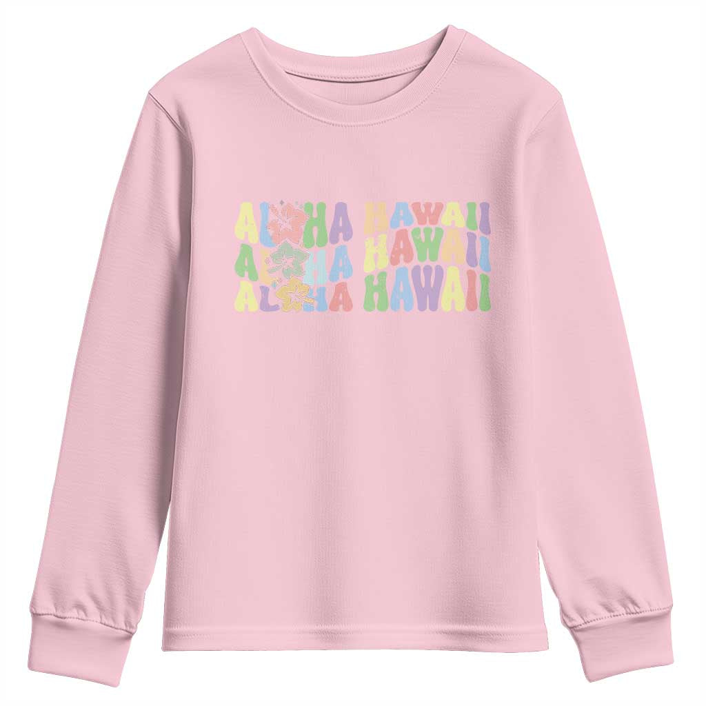 Aloha Hawaii Youth Sweatshirt Flower Summer Hawaiian Island TS10 Light Pink Print Your Wear