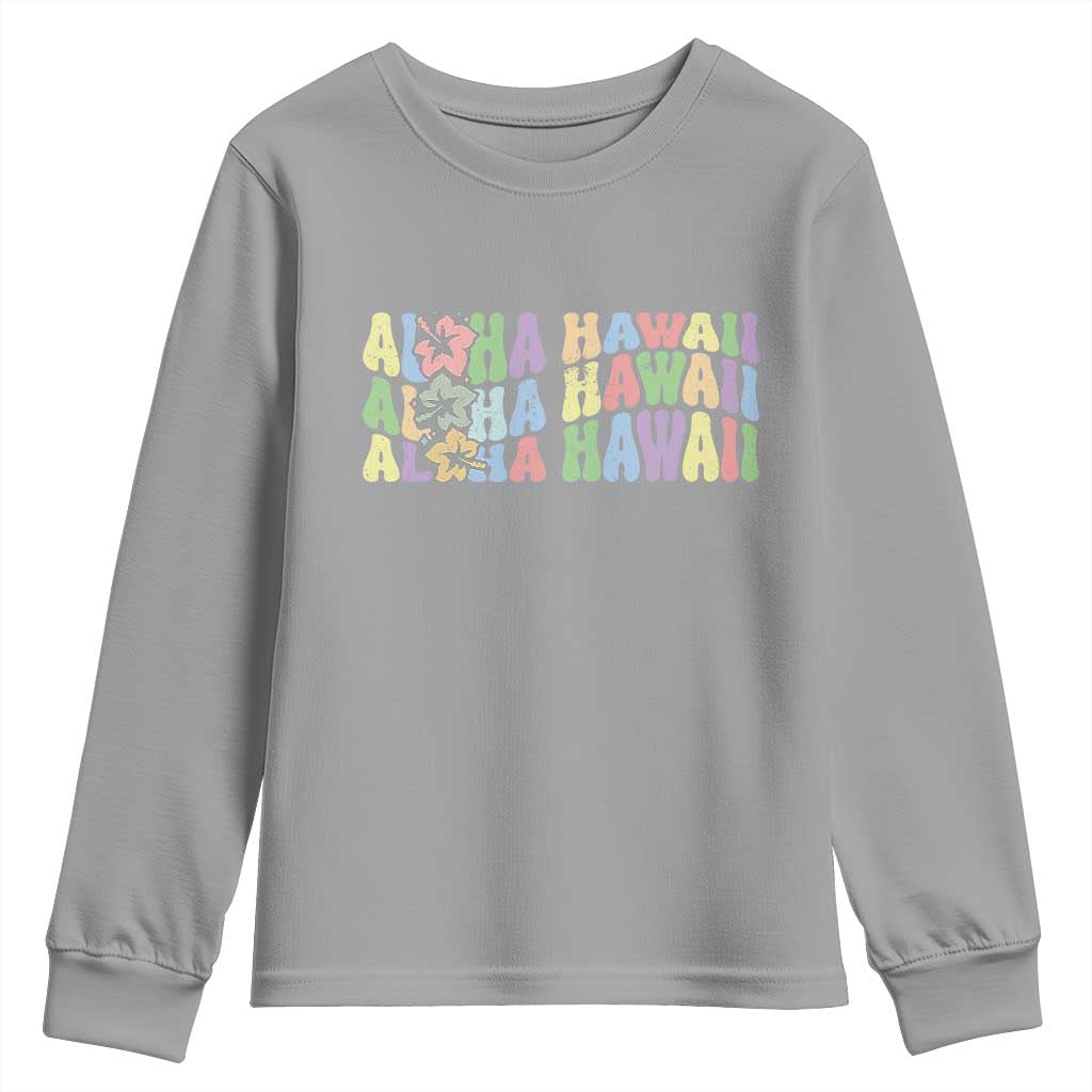Aloha Hawaii Youth Sweatshirt Flower Summer Hawaiian Island TS10 Sport Gray Print Your Wear