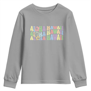 Aloha Hawaii Youth Sweatshirt Flower Summer Hawaiian Island TS10 Sport Gray Print Your Wear