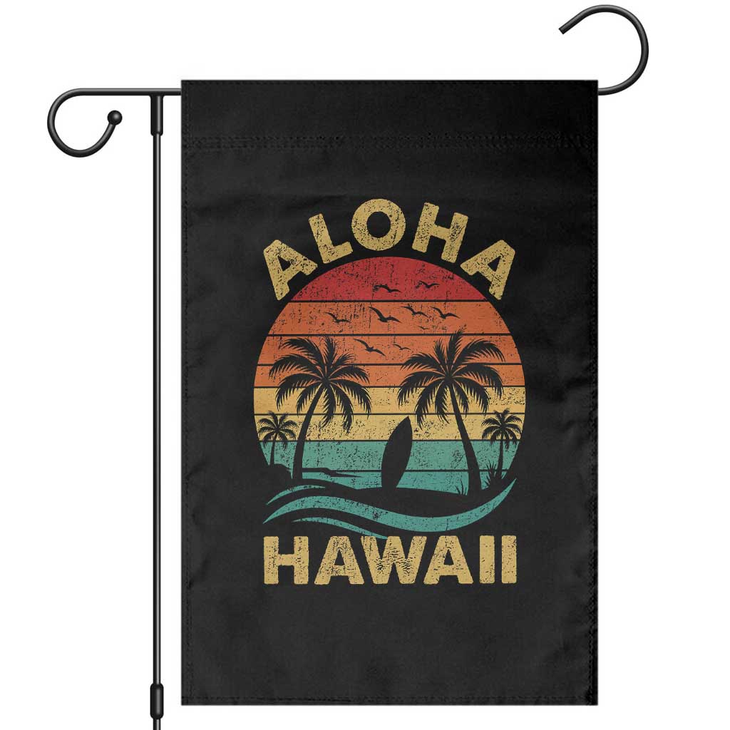 Aloha Hawaii Garden Flag Retro Hawaiian Island Palm Beach Surfboard Surf TS10 Black Print Your Wear