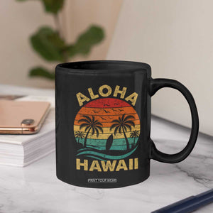 Aloha Hawaii Coffee Mug Retro Hawaiian Island Palm Beach Surfboard Surf TS10 Print Your Wear